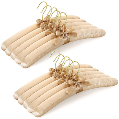 Padded Hangers For Women Clothing, Thick Foam Padded Satin Hangers No Shoulder Bump For Sweaters, Coat, Blouses, Dresses, 10-Pack, (Blue)