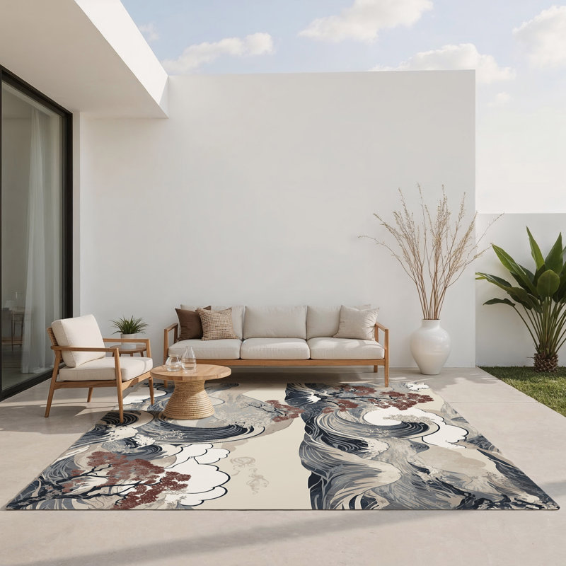 Tapis intérieur et extérieur Petal Serenity, Rectangle 5 pi x 7 pi