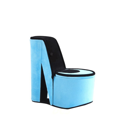 9" Tall Display Jewelry Box With Hidden Storage, High Heel Shoe Design, Turquoise Velvet, Shoe Storage