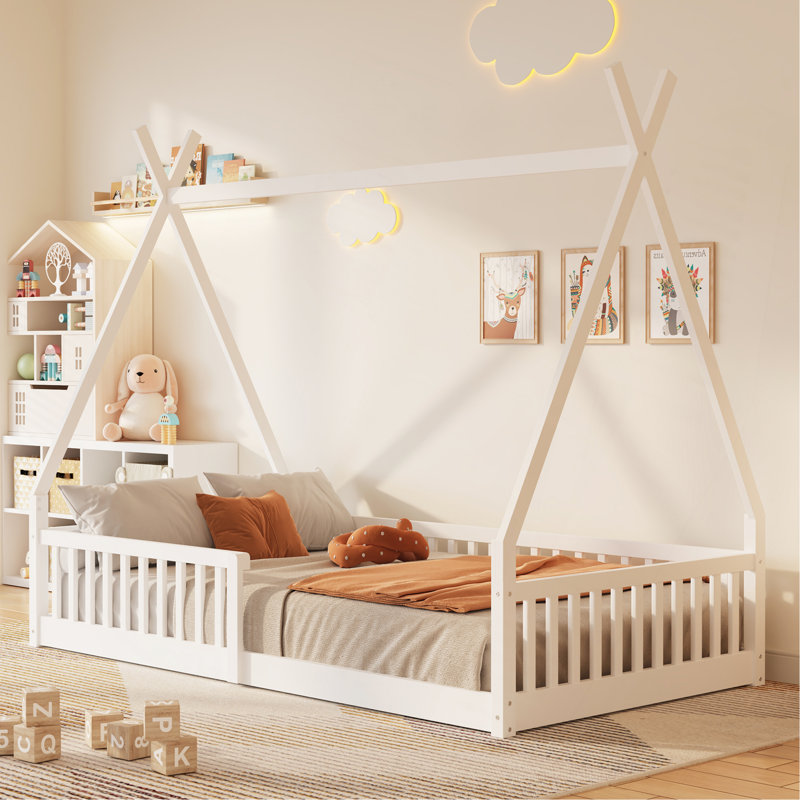 Lit de jeu Adonnis Kids Montessori, Lit simple, Blanc 1