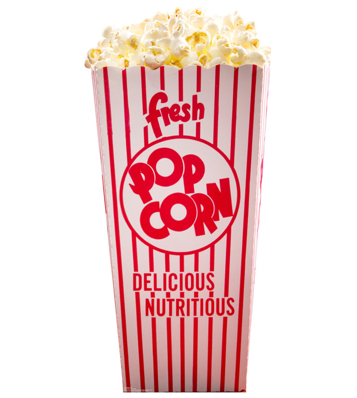 72'' Red and White Cardboard Popcorn Box Standup