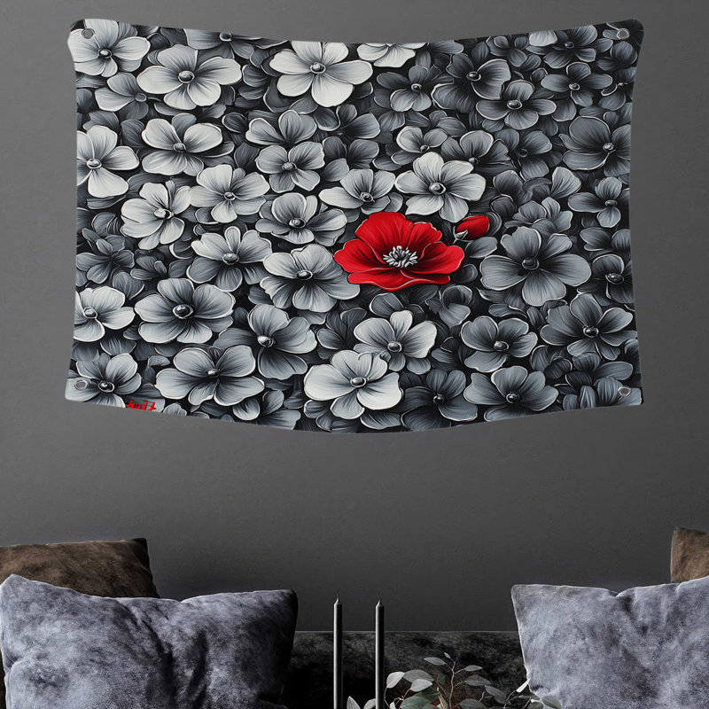 Tapisserie murale fleurs - décoration murale florale, H 88 po x l 104 po