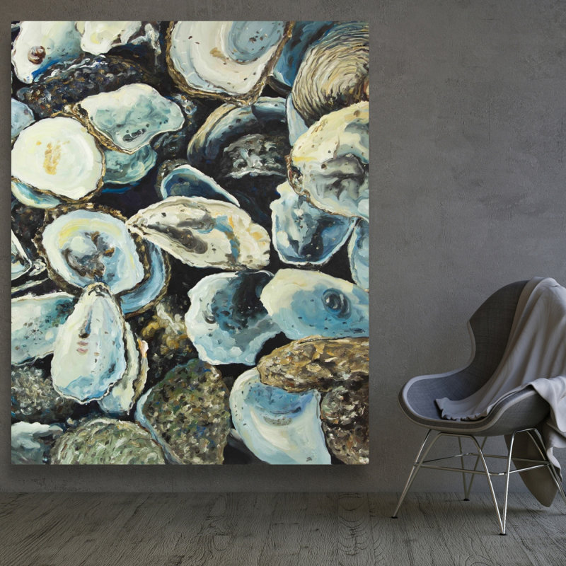 Oyster Shells Canvas Art - Aquatic Animals Decor