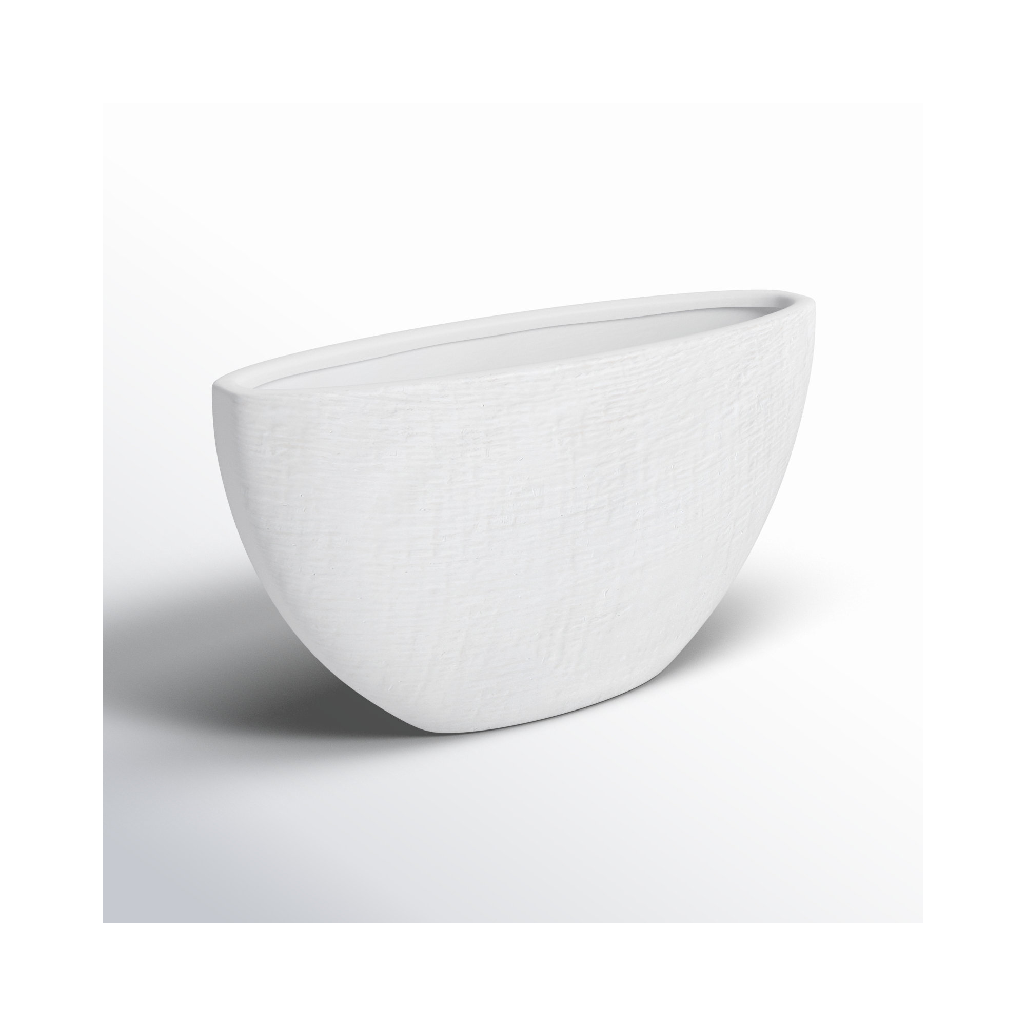 Handmade Ceramic Pot Planter, 5.75" H x 10.5" W x 2.5" D, White
