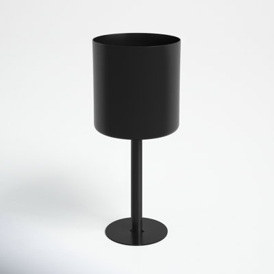 Wanderer Metal Planter on Base - Contemporary Round Iron Planter on Flat Round Base in Classic White - Indoor or Outdoor Decor