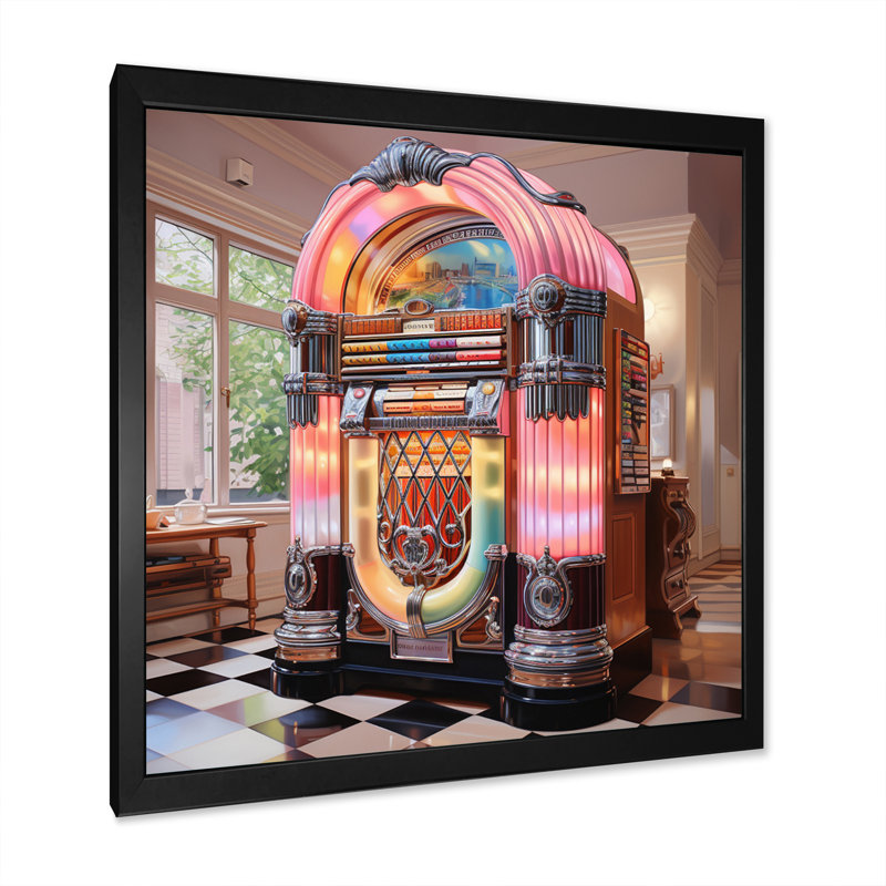 Juke-box rose Harmony Haven II - imprimé, H 30 po x l 30 po x P 1 po, Cadre photo noir