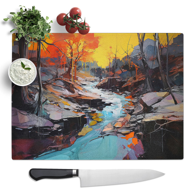 Stream Gestural  Glass Chopping Board