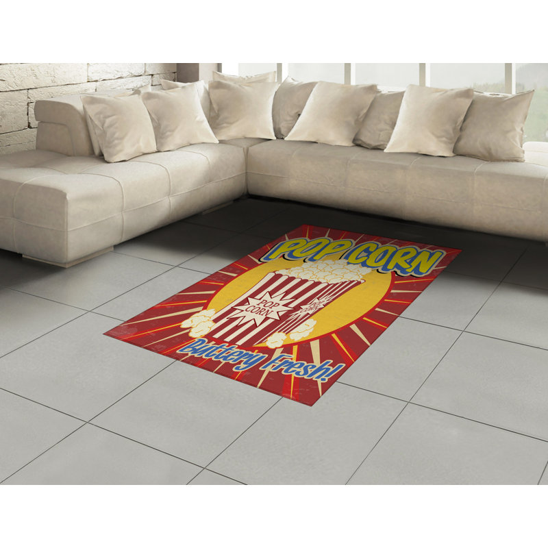 Grunge Retro High Density Long Fiber Poly Threads Decorative Area Rug Carpet, Rectangle 4' x 5'8"