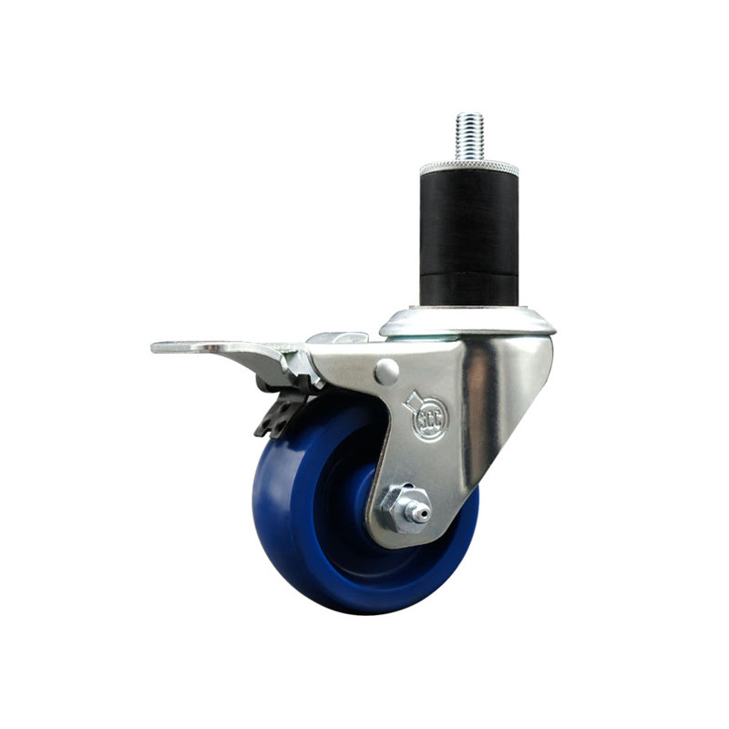 Solid Poly Swivel 1-3/4 Inch Expanding Stem Caster Total Lock Brake SCC