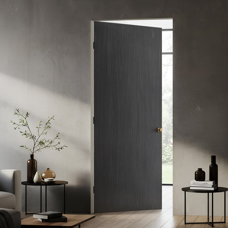 Dalle de porte intérieure noire en composite à noyau creux lisse, 34 po x 86 po