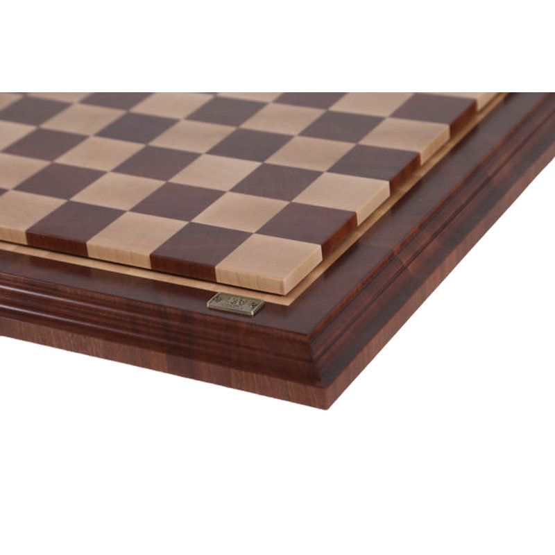 Handmade Oak/Beige Chess Board Game, 21" L x 21" W x 2.5" H