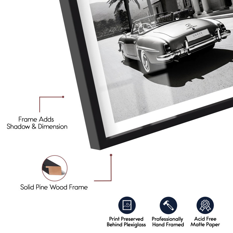 Roadster Shadowbox Print Fashion Art Prints par Notoriart, Noir, H 16 po x l 11 po
