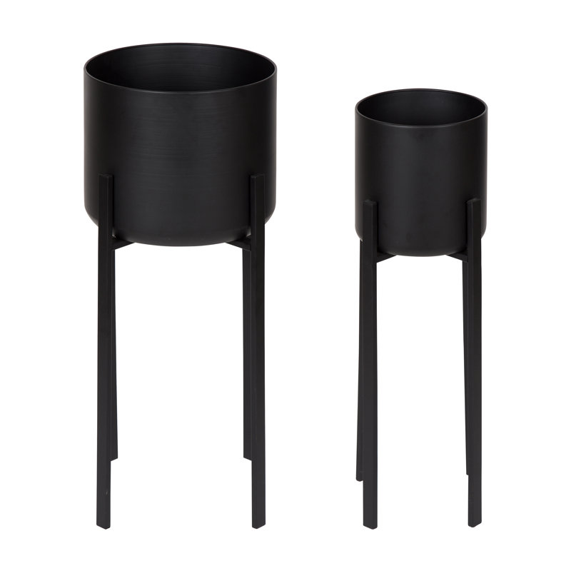 Pot de fleurs en métal Tess (ensemble de 2), Noir