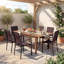 Ensemble de 6 chaises de patio pour l'extérieur, chaises empilables avec structure en métal, dossier café-812491818