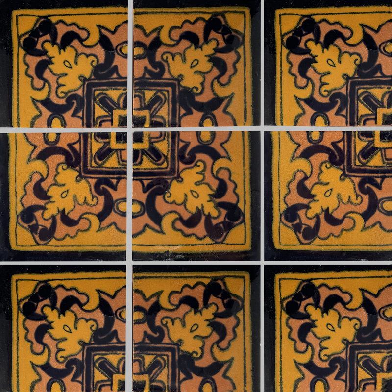 Carreau mexicain de coin Talavera 9 pièces 4,2 po x 4,2 po TalaMex Murcia
