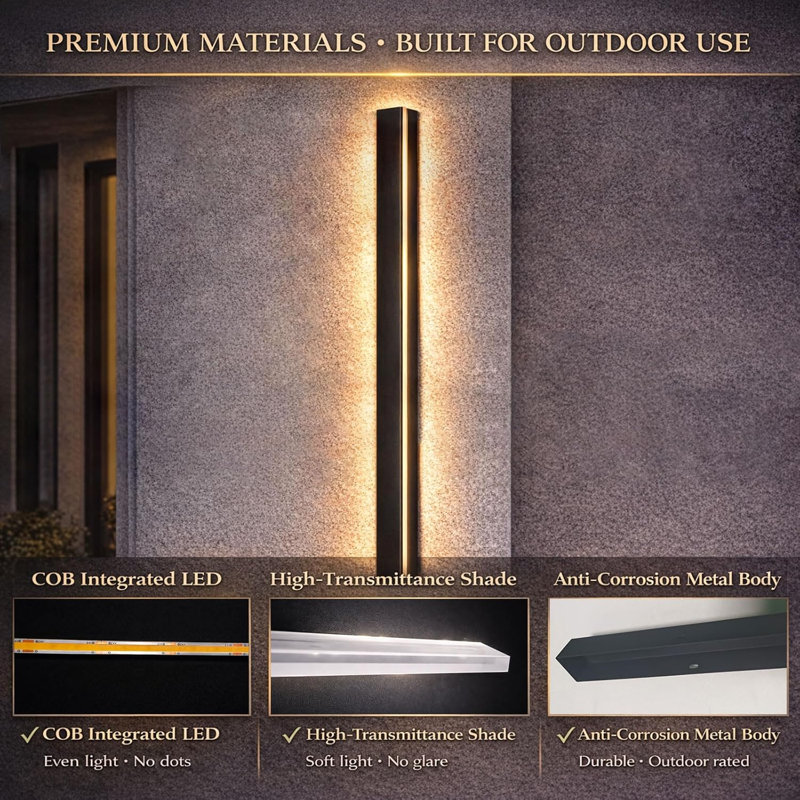 Modern Outdoor Wall Lamp, Modern Outdoor Wall Lamp, 23.6"