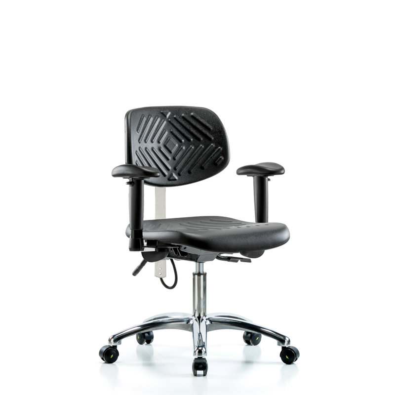 Chaise de travail Shayna, Noir, Roulettes, Non inclus