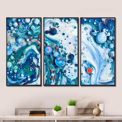 " Blue Luxury Abstract Fluid Art XXIII " 3 - Pieces