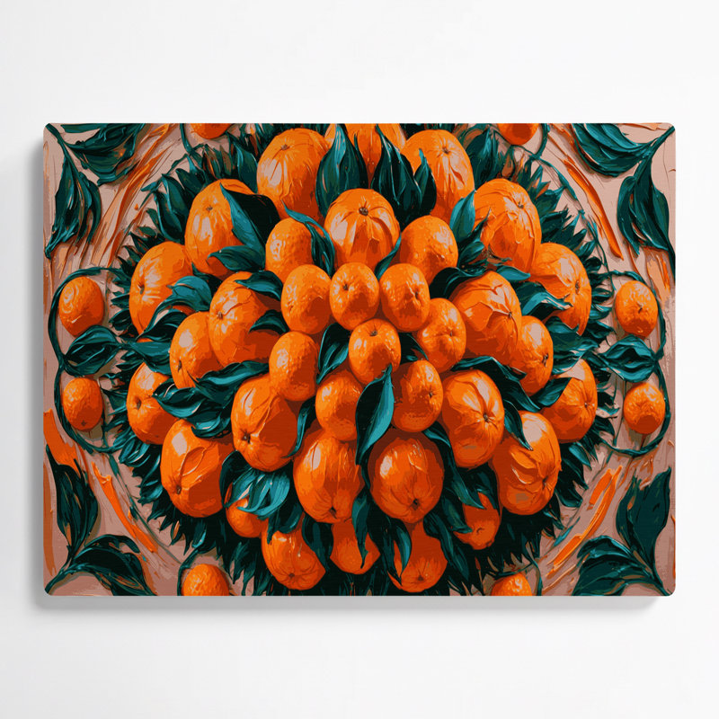 Art mural en métal orange, H 11 po x l 14 po