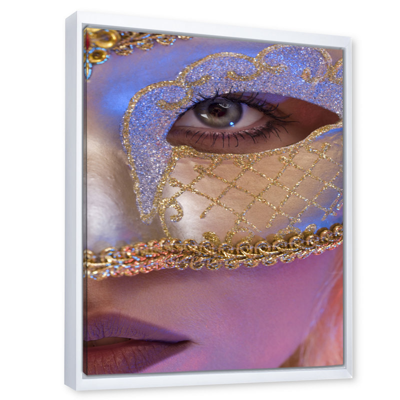 Masque vénitien - photographie sur toile, H 40 po x l 30 po x P 1 po, Toile blanche encadrée