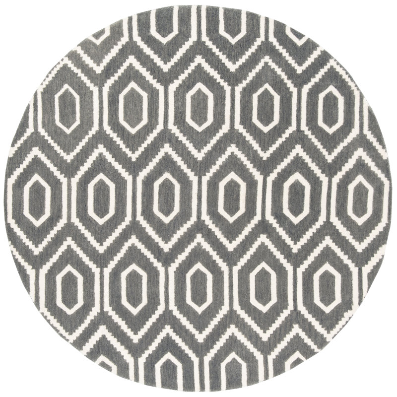 Forsberg Hand Tufted Wool Geometric Rug, Round 6'