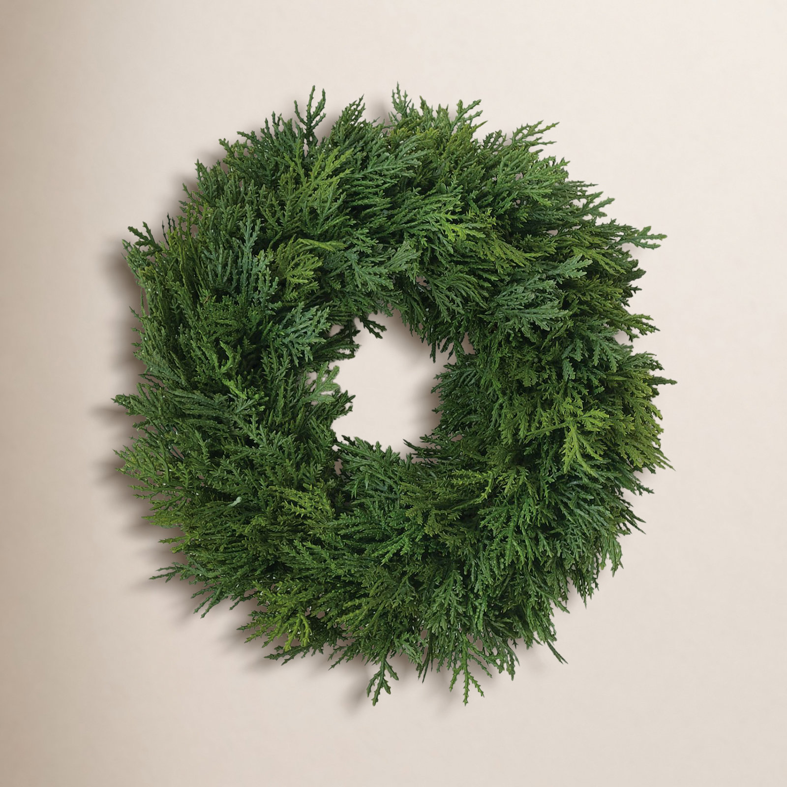 Artificial Lush Cedar Wreath, 12" H x 12" W x 3" D