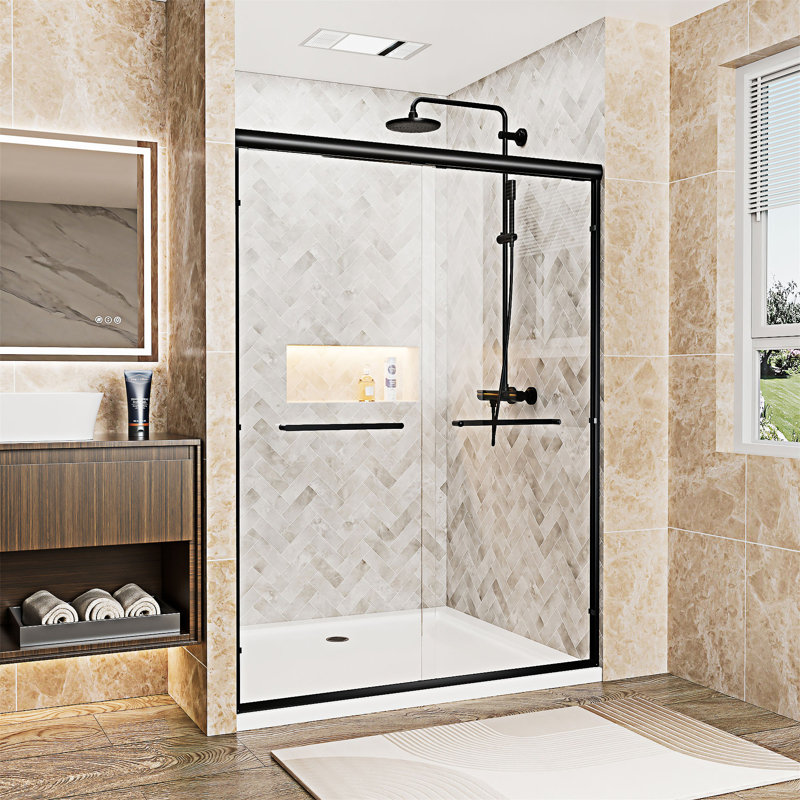 Double Sliding Shower Door, Matte Black