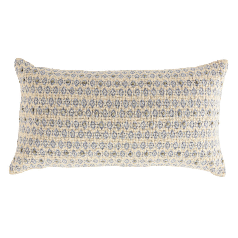 Coussin 100% coton, Bleu/ivoire, Duvet synthétique