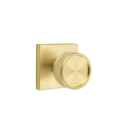 Ensemble de boutons d'intimité Emtek Select avec rosette carrée, tige conique et bouton moleté