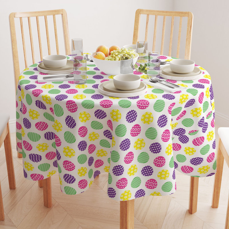 Sigrith Fun Easter Eggs Round Tablecloth, 90" x 90"