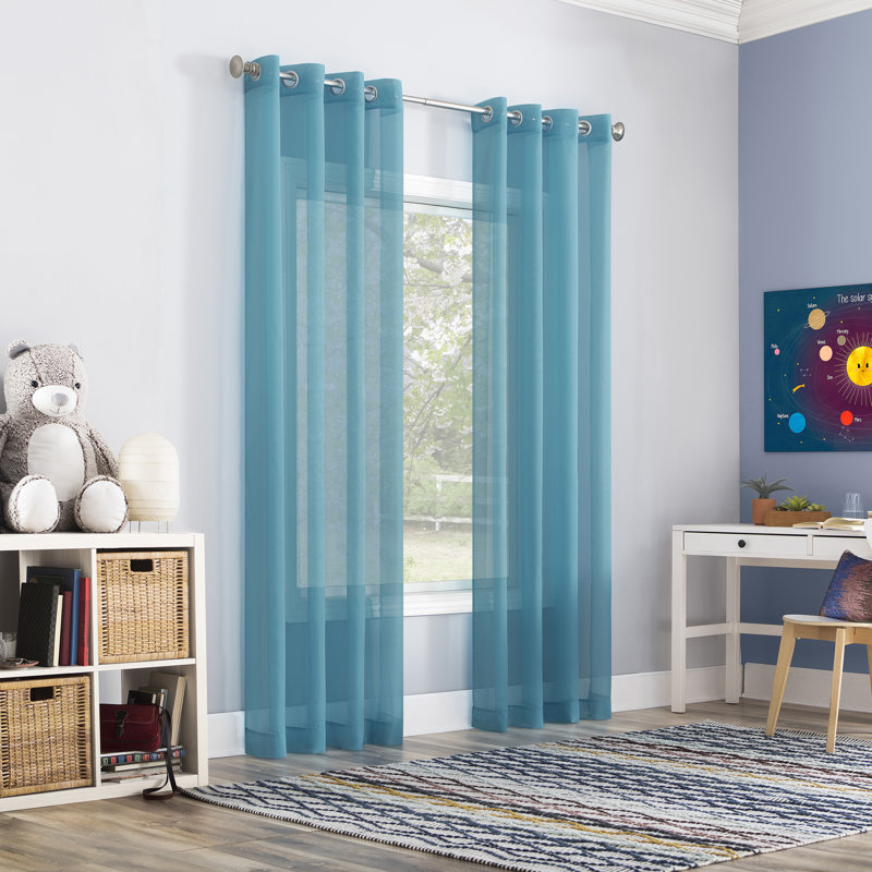 Caspian Voile Sheer Grommet Curtain Panel, Sky Blue, 59" W x 84" L