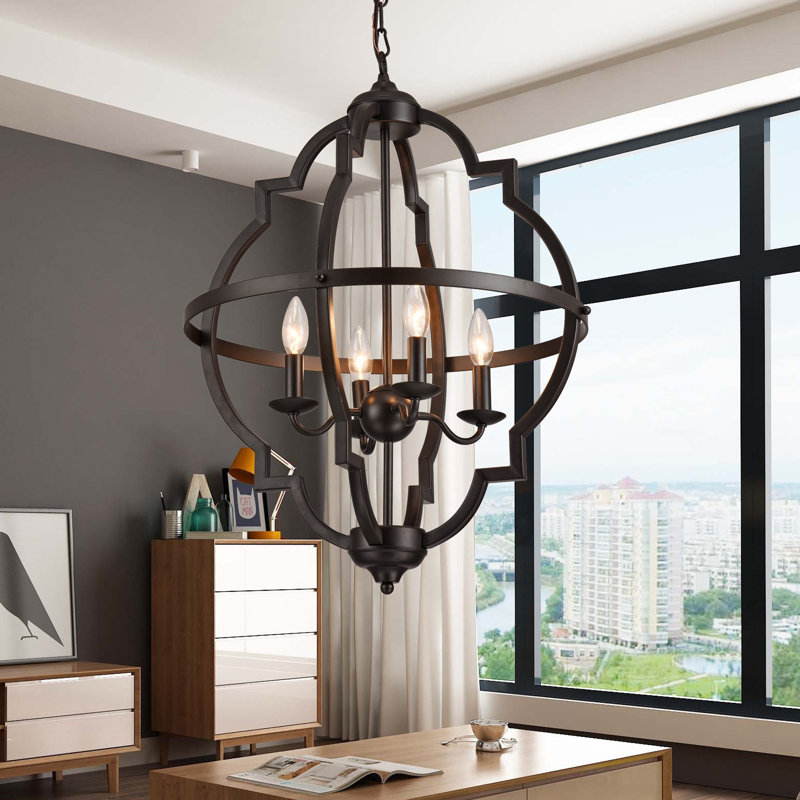 Élégant lustre suspendu d'inspiration rétro avec charme géométrique moderne