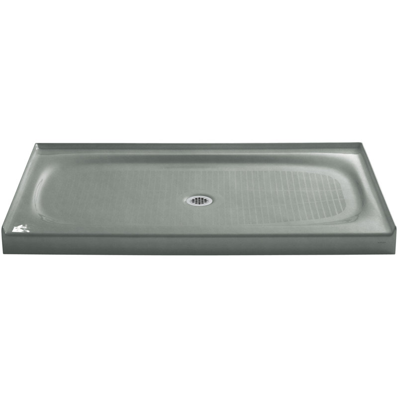 Salient 60" x 36" Single Threshold Center Drain Shower Base, Basalt