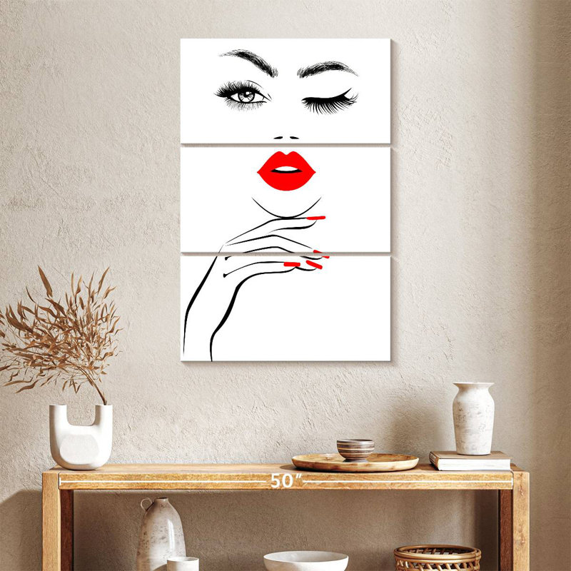 Femme de la Navette aux lèvres rouges, H 38 po x l 24 po