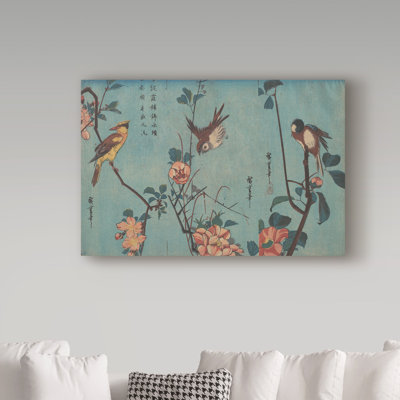 «Birds and Flowers», reproduction de peinture à l'huile sur toile