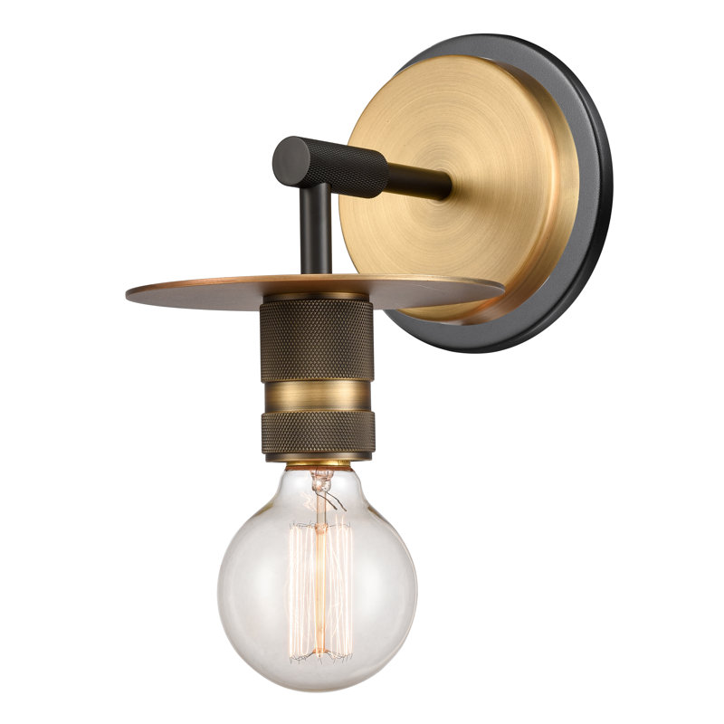 Yeager Armed Sconce, Black Brushed Brass