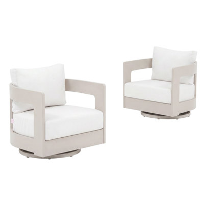 Aluminum Outdoor Swivel Chairs With Sunbrella Cushions (set Of 2)
