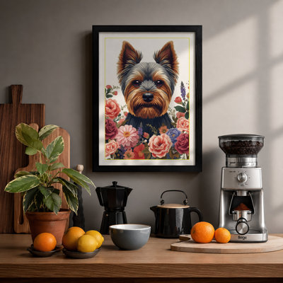 Terrier in Bloom Botanical - Framed Print