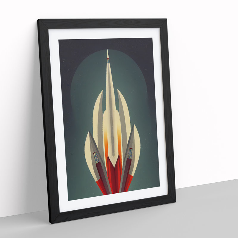 An Unbeatable Spaceship Rocket - Wall Art, Black Framed, 64cm H x 46cm W