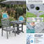 Ensemble de salle à manger d'extérieur 5 pièces en PEHD avec trou pour parasol, gris-131279674