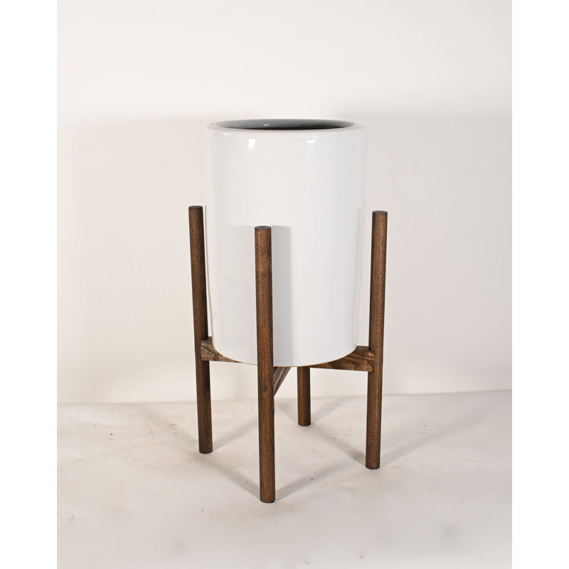 Pot Planter, White/Dark Walnut