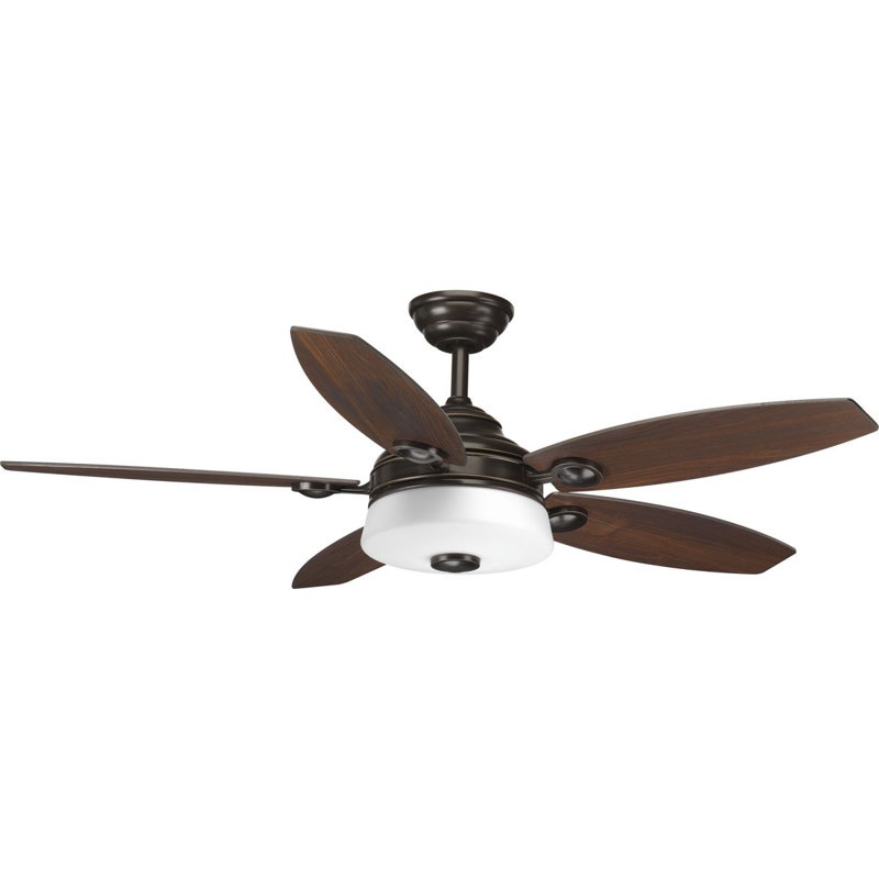 54'' Ceiling Fan with LED Lights, Antique Bronze with Dark Te Blades