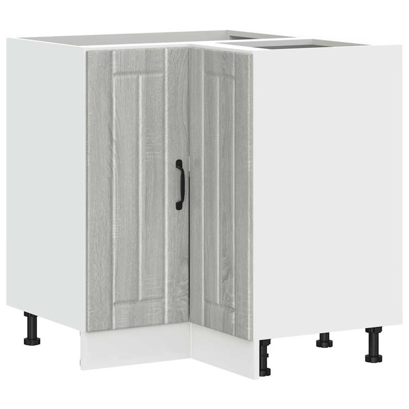 Kitchen Corner Base Cabinet Lucca High Gloss Engineered Wood, Grey Sonoma