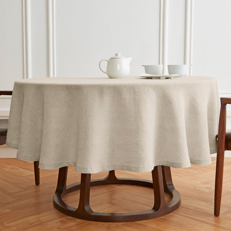Sonoma - 100% Pure Linen Round Tablecloth (Prewashed), 60" Round, Flax