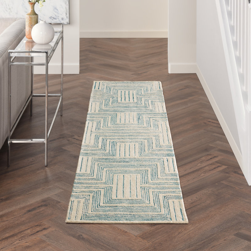 Tapis ivoire fait à la main Jodie, Tapis de couloir 2 pi 3 po x 7 pi 6 po