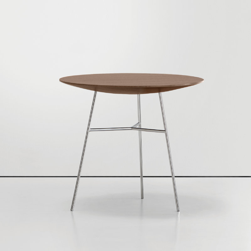 Bassa Solid Wood End Table, Ash-870, Brushed Stainless Steel, 18" H x 20" W x 20" D