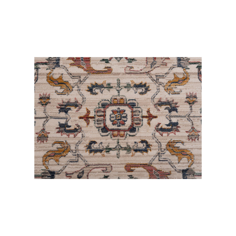 Oriental Machine-Made Ivory / Red, Rectangle 8' x 10'