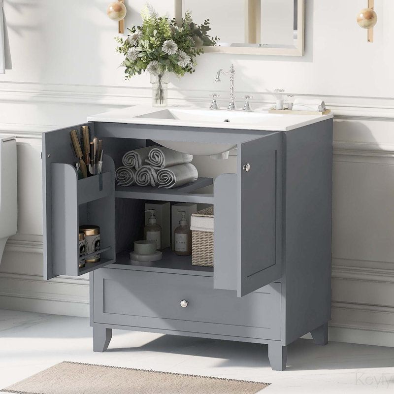 Jaiani 30'' Single Bathroom Vanity with Ceramic Top