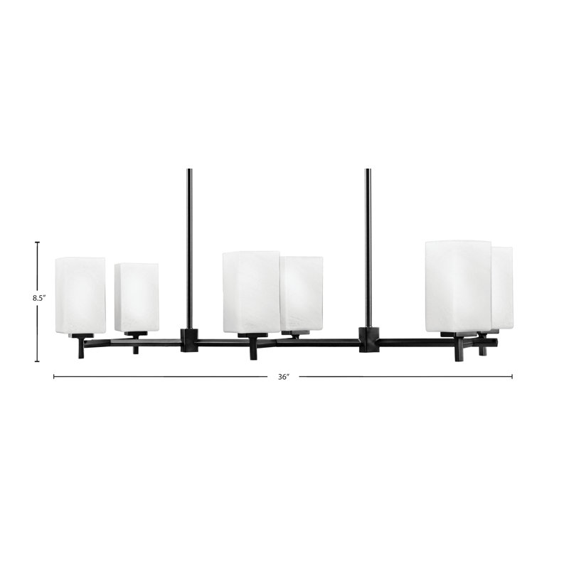 Éclairage pour îlot 6 lumières avec verre carré de 3,5 po Dearman Dearman, Noir mat