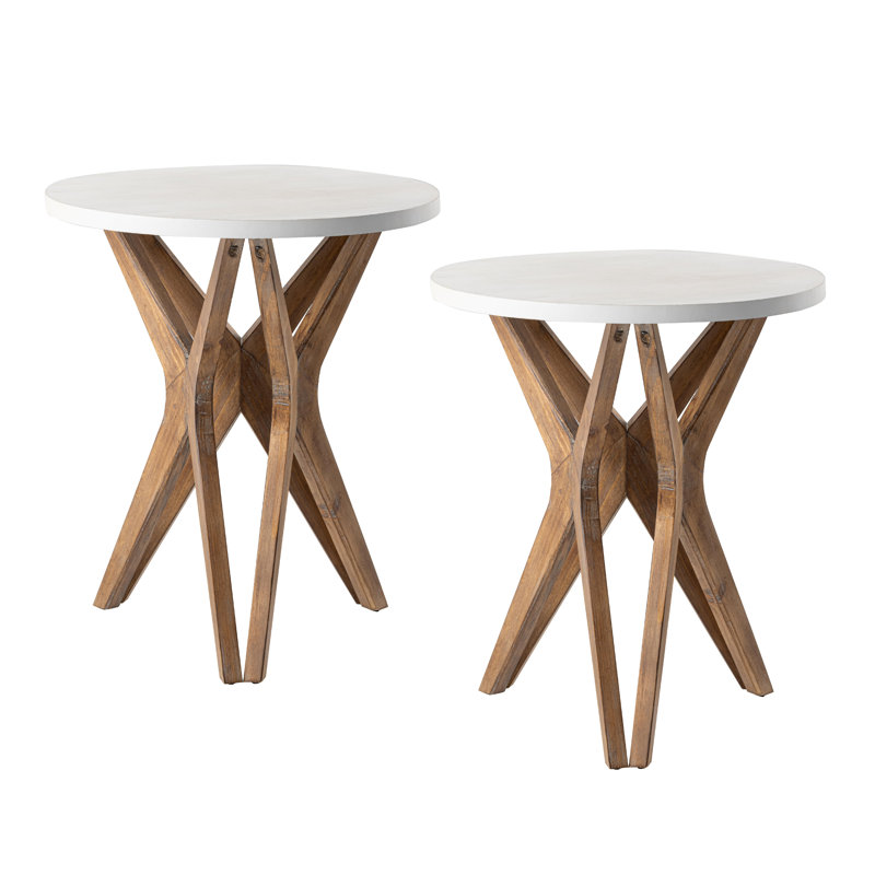 Sevenoaks Farmhouse Crossed Legs Round End Table